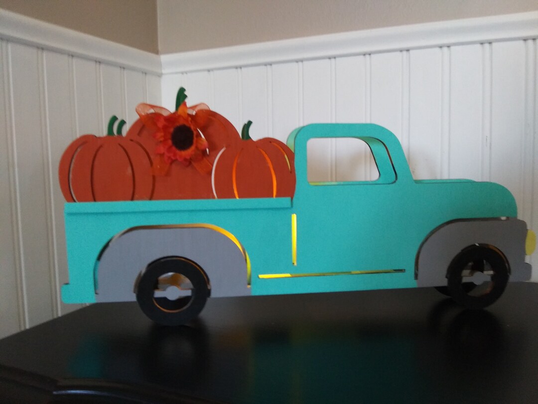 Fall Blue Truck w/light Etsy