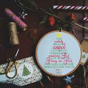 Christmas Tree Sampler, Luke Bible Verse, Digital PDF Cross Stitch Pattern, Christian Cross Stitch, Christmas Pattern, Gift For Him