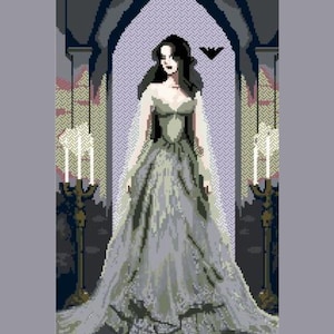 Patrón de punto de cruz en PDF de La novia de Drácula