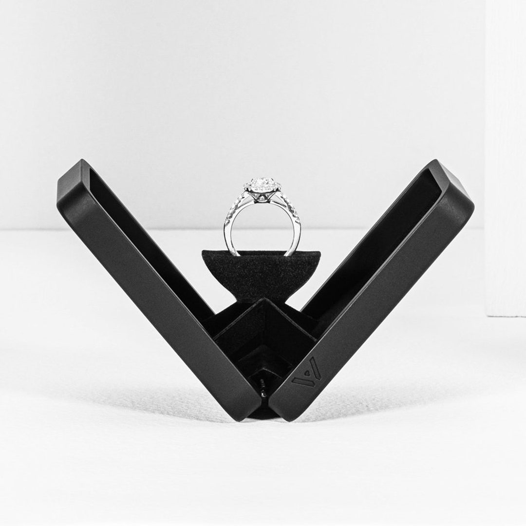 Rotating Engagement Ring Box, Genuine Leather, Thin Proposal Box, Thin