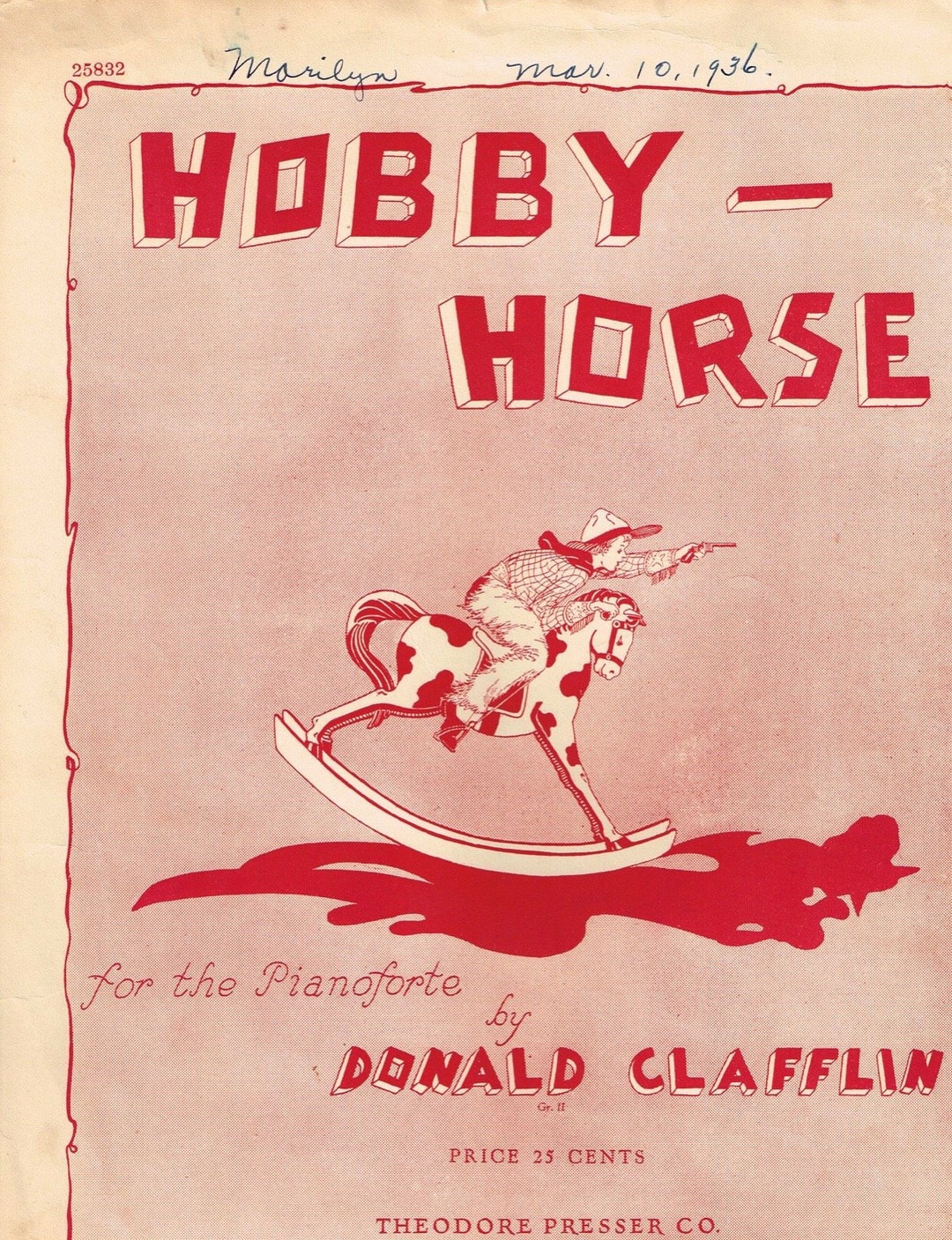 古いカード Hobby-horse, by Donald Clafflin, Published by Theodor Presser