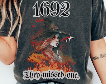 Salem Witch Shirt 1692 They Missed One Halloween Gift TShirt Massachusetts Witch Trials Tee Shirt Spooky Season Halloween Costume Shirt