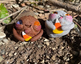 Candy Corn Rock Pal,  rock friend, orginal sculpture, one of a kind, handmade clay figurine, polymer clay, ooak, gift, cute, rocks