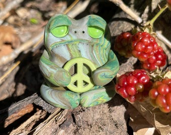 Groggle (peace sign), orginal sculpture, one of a kind, handmade clay figurine, polymer clay, ooak, gift, cute, colorful, small