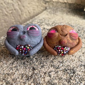 Rock Pals (chocolate heart), rock friend, orginal sculpture, one of a kind, handmade clay figurine, polymer clay, ooak, gift, cute, rocks