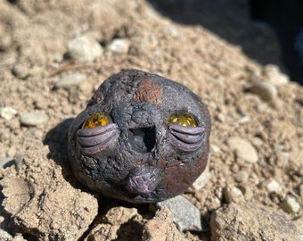 Larger Rock Pal, rock friend, orginal sculpture, one of a kind, handmade clay figurine, polymer clay, ooak, gift, cute, rocks, nature,