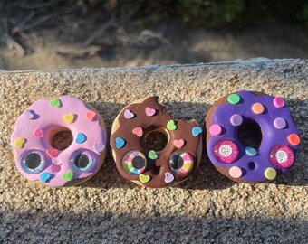 Donut, gift ,one of a kind,handmade clay figurine, cute creature, hand made, polymer clay, original art, dessert, sweet treat, donuts, food