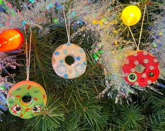 Donut Ornament, Christmas ornament, Christmas decor, Christmas decoration, donuts, Christmas present, gift, stocking stuffer