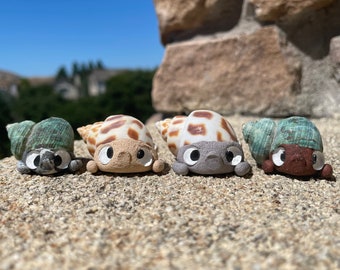 Natural Shell Pal, orginal sculpture, one of a kind, ooak, handmade clay figurine, cute creature, hand made, polymer clay, sea shell, ooak
