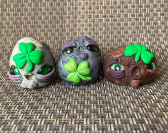 Shamrock Rock Pals, St Patrick’s day, pocket pal, rock friend, unique gift, home decor, desk buddy, handmade