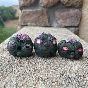 Rock Pal, Zombies, Halloween Decor, Halloween, Gift, Pet Rock, Rock Pal, Zombie, Fall Decor, Handmade, Polymer clay, clay sculpture