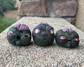 Rock Pal, Zombies, Halloween Decor, Halloween, Gift, Pet Rock, Rock Pal, Zombie, Fall Decor, Handmade, Polymer clay, clay sculpture