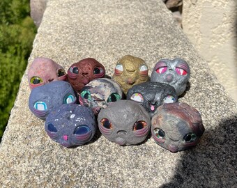 Rock Pals,  rock friends, orginal sculpture, one of a kind, handmade clay figurine, polymer clay, ooak, gift, cute, rocks