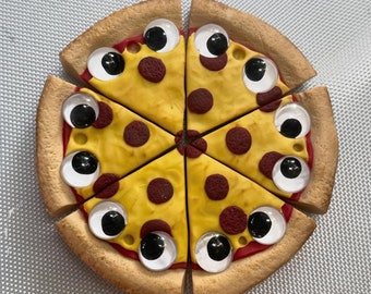 Pizza Pals, handmade, polymer clay, desk buddy, cute food