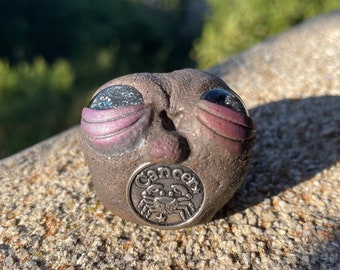 Rock pal, rock friend , rocks, zodiac, cancer, zodiac sign, astrology gift, astrology, polymer clay, clay, gift, gift for her, star sign,