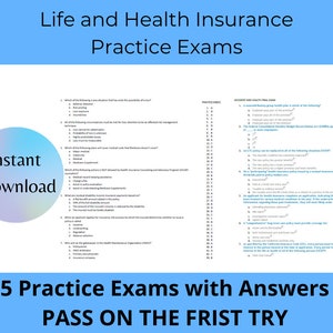 Life and Health Insurance (CA) Practice Exams with Answers| Printable| Pass the test on your first try