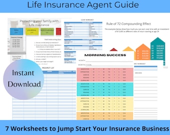Lebensversicherungsagent-Tools - Druckbare Zielarbeitsblätter, Geschäftstools, Kundenarbeitsblätter, Arbeitsblätter für potenzielle Kunden und Tracker