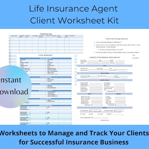 Life Insurance Agent Tools - Client Worksheet Kit