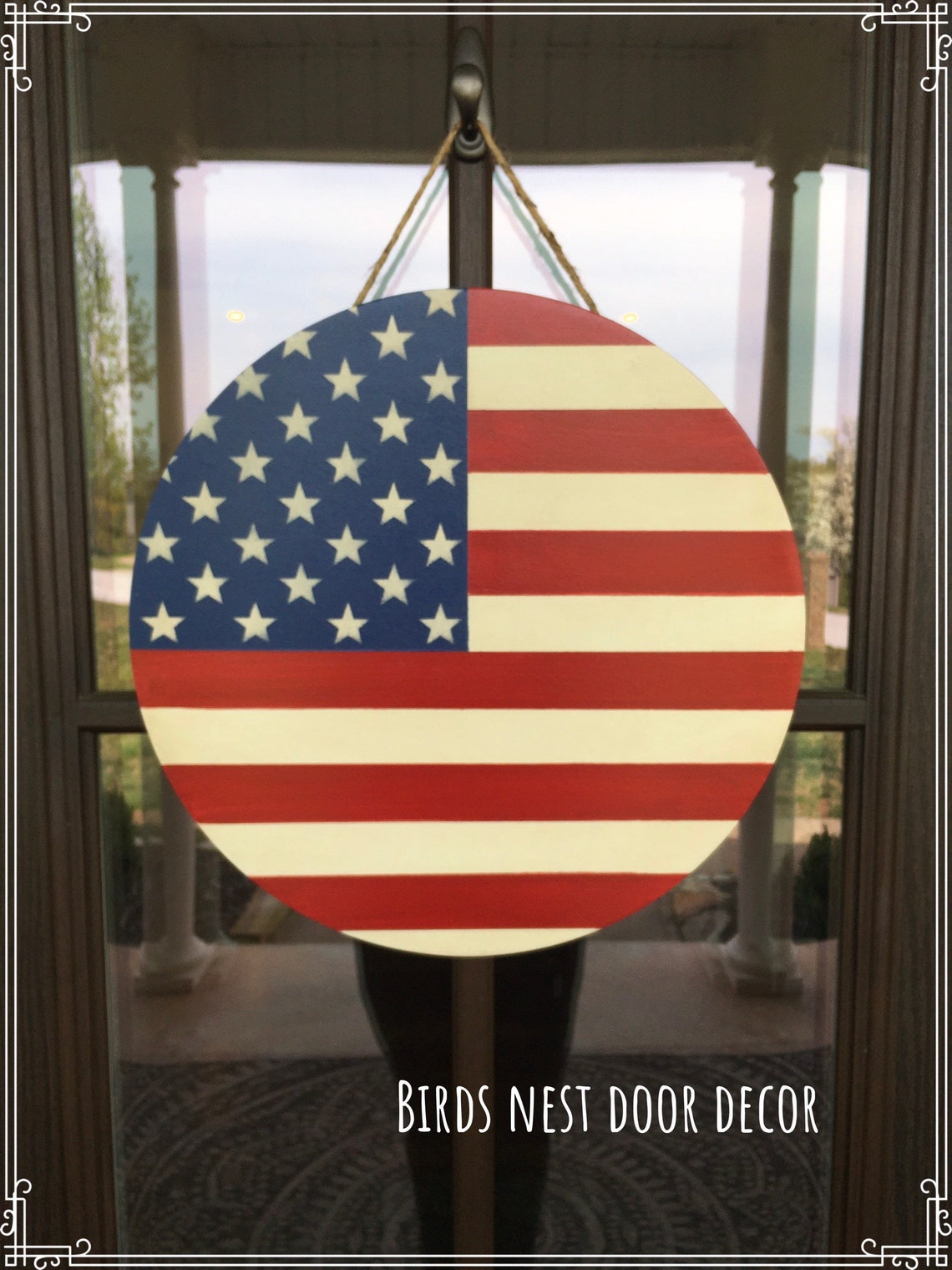 American Flag Door Hanger Aged Flag Wooden Door Hanger Etsy