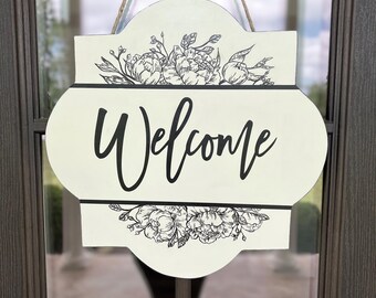 Handmade Farmhouse Welcome Floral Door Hanger, Any Season