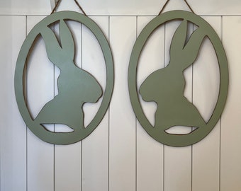 PAIR of Bunny Silhouette Spring Door Hangers