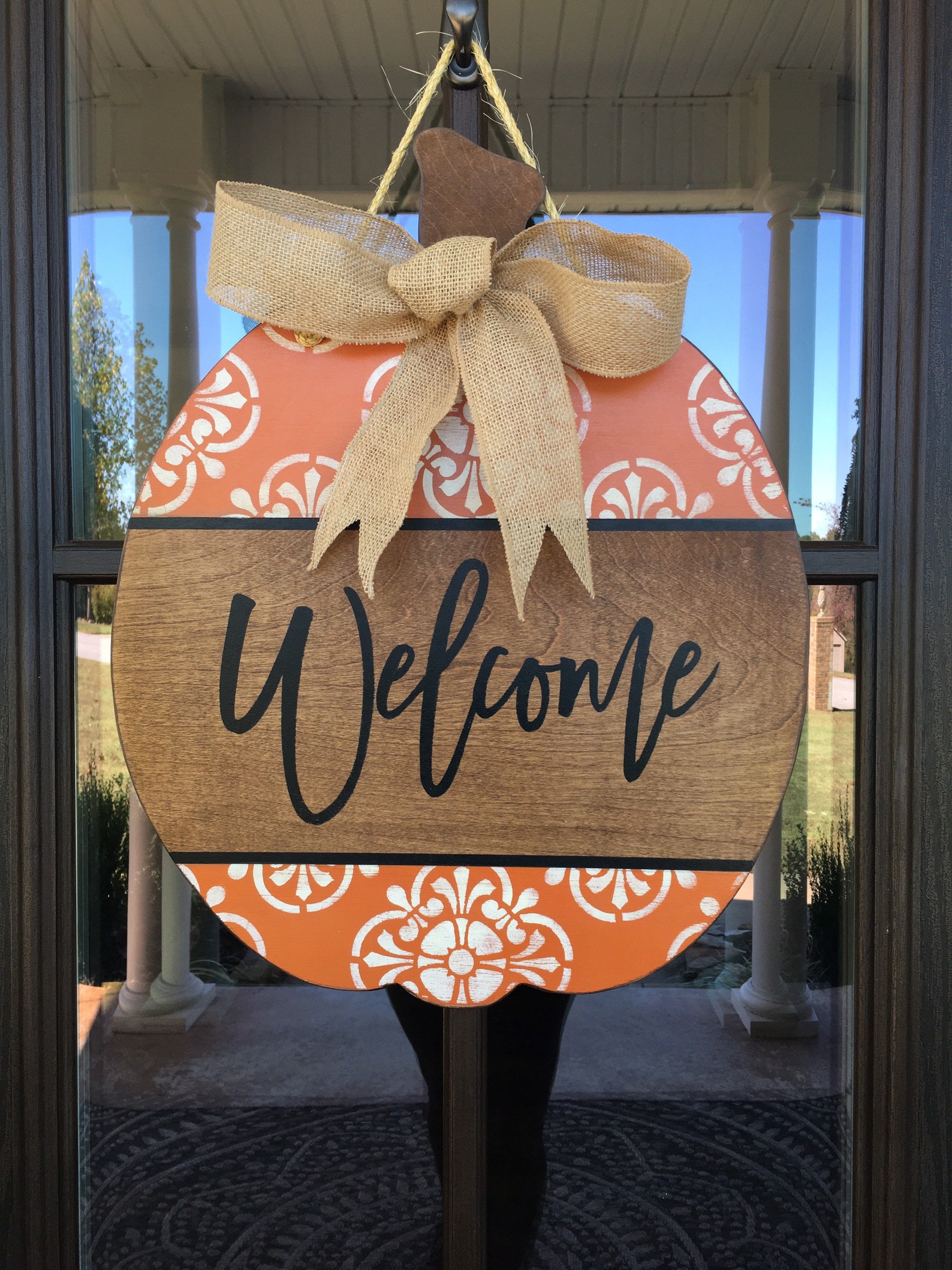 Pumpkin Door Hanger Fall Door Hanger Floral Fall Etsy