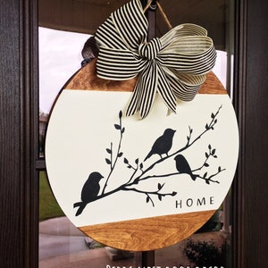 Three Birds on Branches Farmhouse Any season Door Hanger, Bird Door Hanger, Housewarming, Realtor Gift image 3