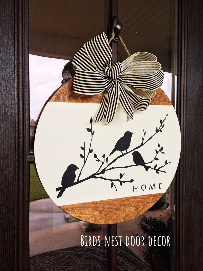 Three Birds on Branches Farmhouse Any season Door Hanger, Bird Door Hanger, Housewarming, Realtor Gift image 3