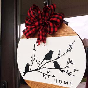 Three Birds on Branches Farmhouse Any season Door Hanger, Bird Door Hanger, Housewarming, Realtor Gift image 5