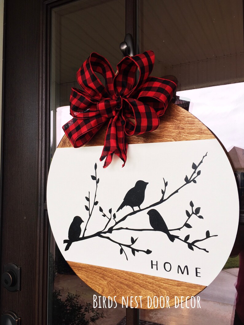 Three Birds on Branches Farmhouse Any season Door Hanger, Bird Door Hanger, Housewarming, Realtor Gift image 5