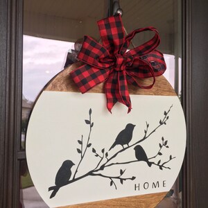 Three Birds on Branches Farmhouse Any season Door Hanger, Bird Door Hanger, Housewarming, Realtor Gift image 4