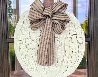 Pumpkin Door Hanger Crackled Finish | Farmhouse Fall Decor
