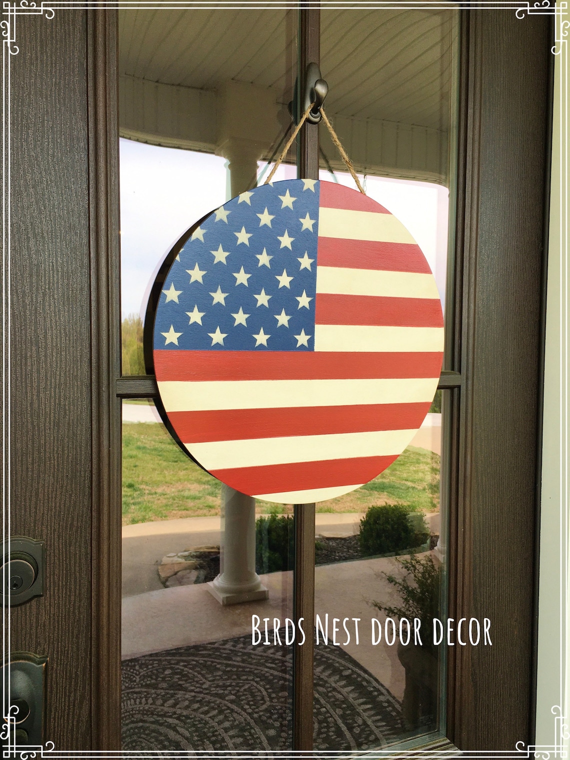 American Flag Door Hanger Aged Flag Wooden Door Hanger Etsy