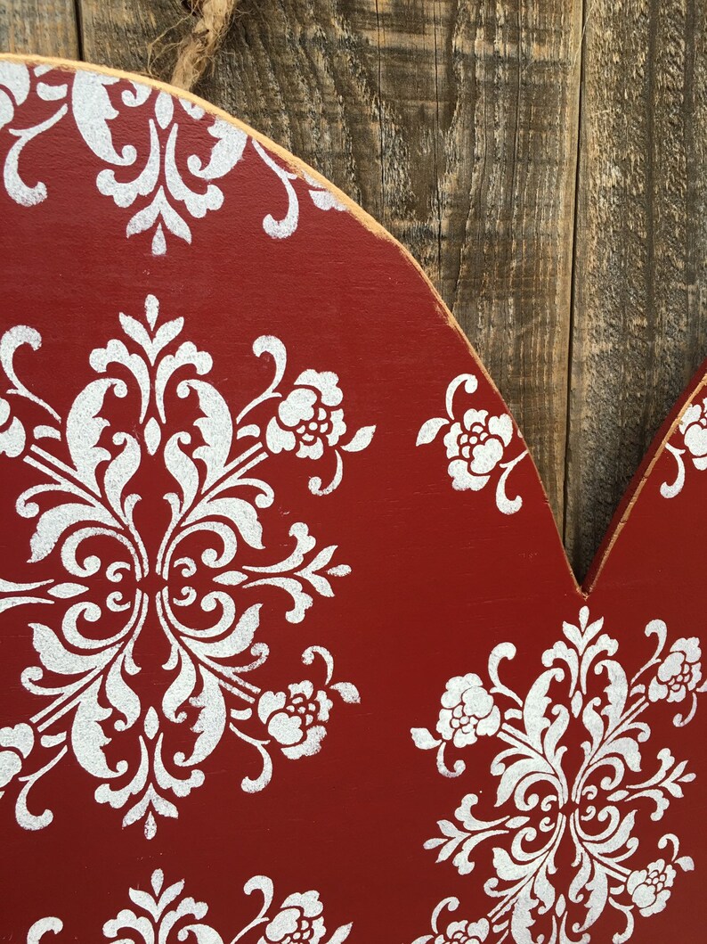 Valentines Heart Door Hanger Rustic Elegance in red and White