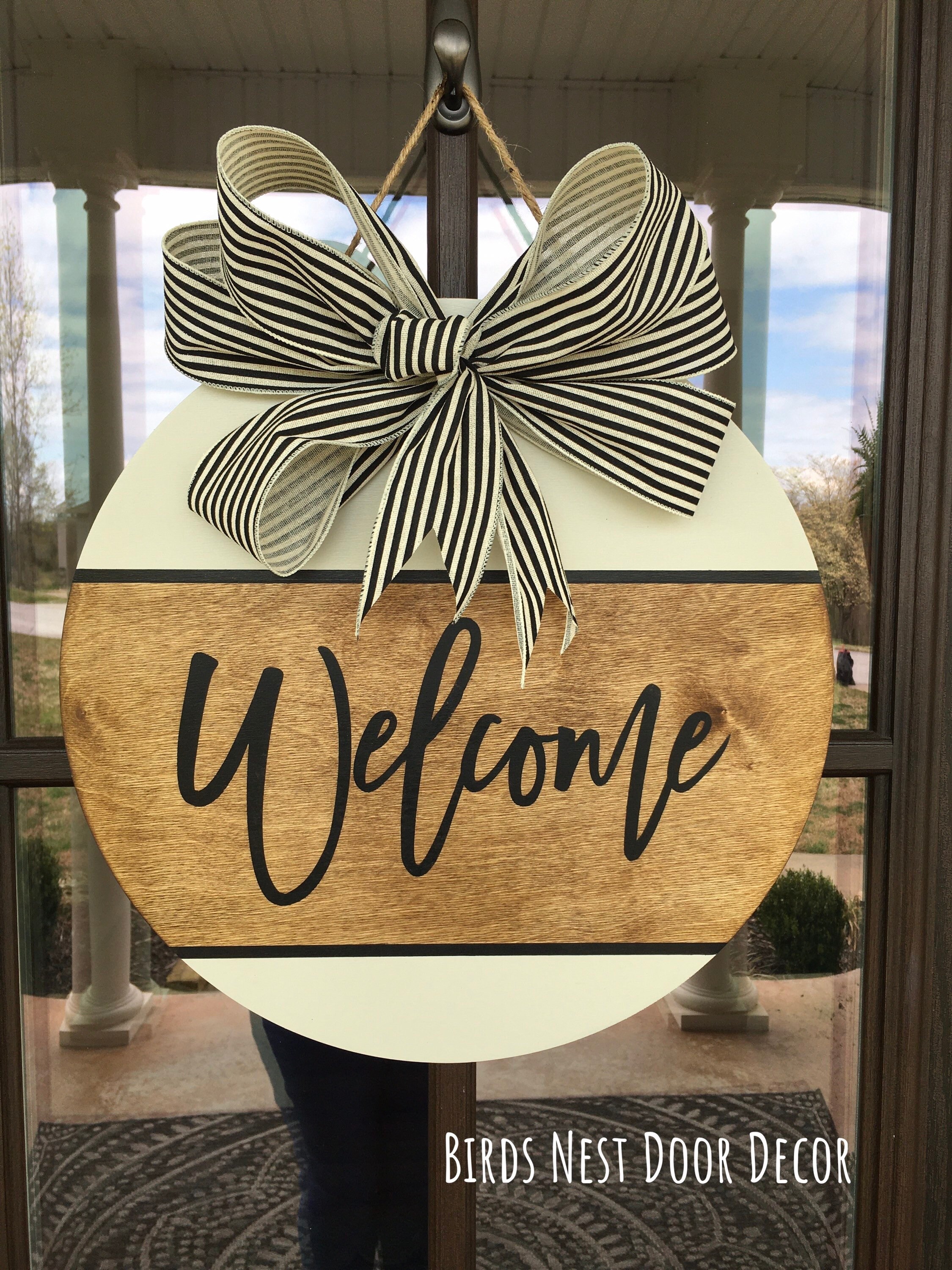 Welcome to the World Embroidered Door Hanger (Blue) - Two's Company main image 0