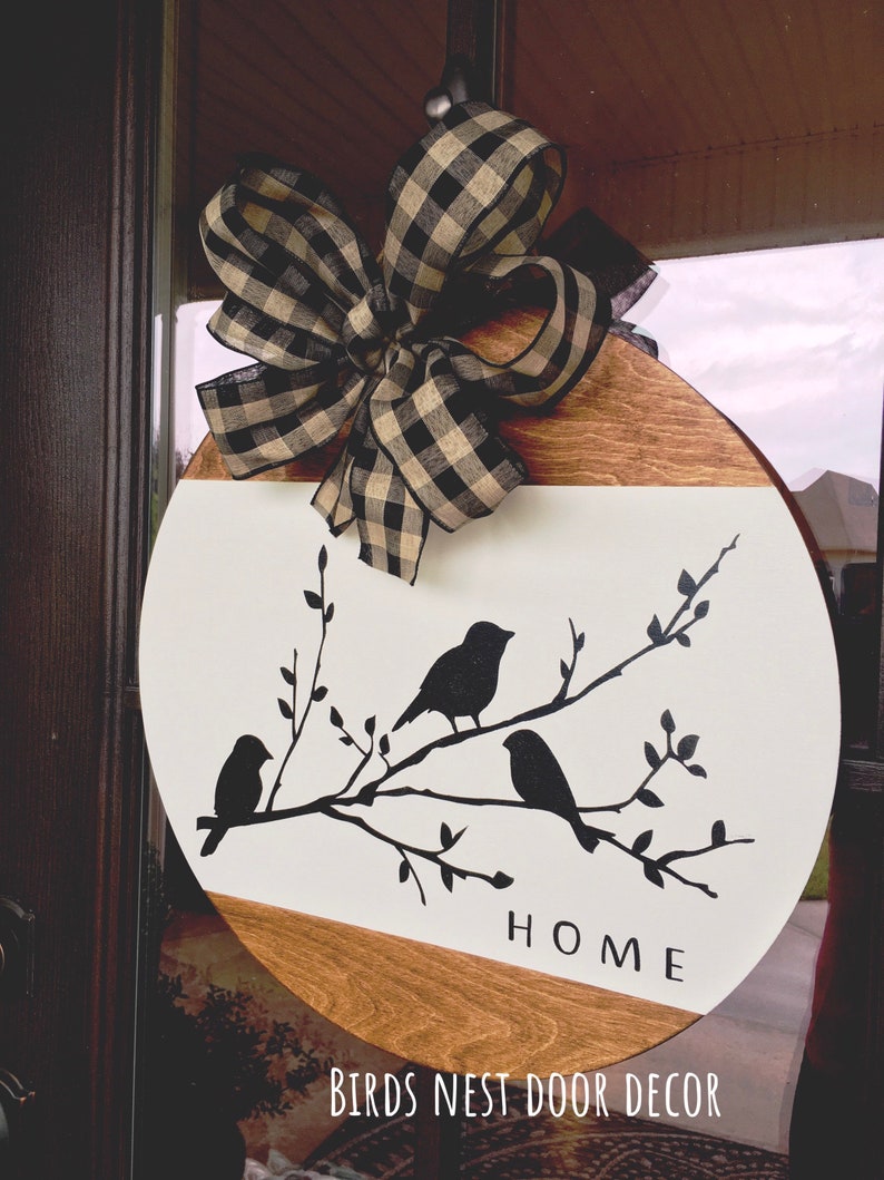 Three Birds on Branches Farmhouse Any season Door Hanger, Bird Door Hanger, Housewarming, Realtor Gift image 8