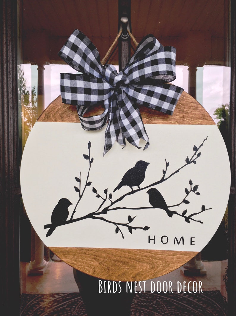 Three Birds on Branches Farmhouse Any season Door Hanger, Bird Door Hanger, Housewarming, Realtor Gift image 7
