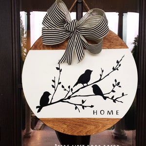 Three Birds on Branches Farmhouse Any season Door Hanger, Bird Door Hanger, Housewarming, Realtor Gift image 1