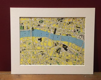 Vintage London Map, Thames, Tower of London, St Paul’s Cathedral, London Railways, Threadneedle St, Trinity Sq, Fenchurch St, Guy’s Hospital