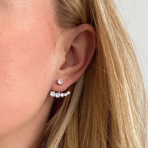 Nora ~ Modern wedding earrings, bridesmaid earrings, silver earrings jacket, silver bridal earrings, earrings for bride, bridesmaid gift