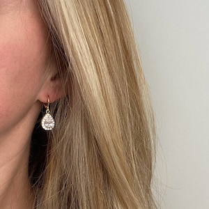 Catherine ~ Wedding earrings, bridal earrings, teardrop crystal earrings, gold bridesmaid earrings, small drop earrings, bride