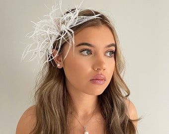 Azaylia ~ Wedding hair piece, feather hair piece, feather headband, headpiece for bride, wedding hair accessory, gold crystal hair piece