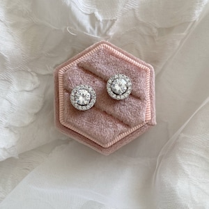 Ffion ~ Silver circle studs, silver stud bridesmaid earrings, crystal wedding earrings, delicate bridal earrings, bridesmaid gift