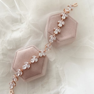 Gianna ~ Wedding day bracelet for bride, rose gold bridal bracelet, wedding jewellery uk, CZ bracelet, gift for bride, bridal jewellery