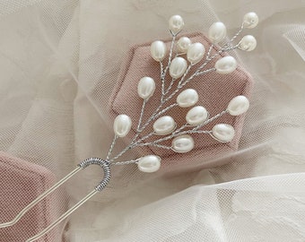 Mildred ~ Delicate Pearl hair pin, wedding day hair accessories, bridesmaid hair pins silver, hair accessory for bride, Pearl pins bridal