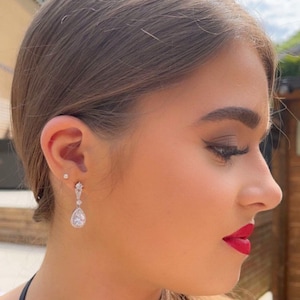 Helen ~ Silver bridal earrings UK, silver wedding earrings for bride, bridesmaid earrings, vintage earrings, prom earrings