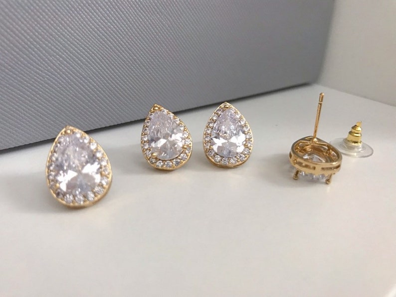 wedding necklace cz gold necklace wedding necklace for bride gold teardrop necklace Gold wedding necklace bridal necklace MORGAN