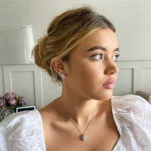 Morgan set ~ Silver jewellery set, wedding jewellery set, bridesmaid jewellery, necklace for bride, silver wedding earrings, stud earrings