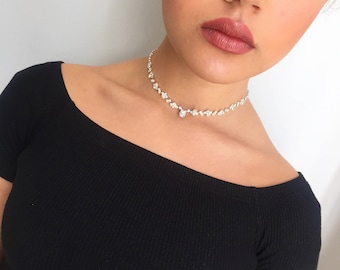 Bella ~ Silver choker, crystal choker necklace, adjustable choker, ladies choker, choker necklace, diamante choker, bridal choker, bride