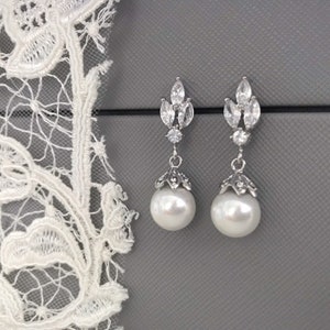 Esther ~ Art deco wedding earrings, pearl bridal jewellery, vintage earrings, pearl earrings for bride, bridesmaid earrings silver